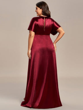 Robe de Soirée Satin Manches Chauve-Souris Fendue de Grande Taille
