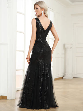 Robe de soirée à sequins à ourlet asymétrique moulante sans manches