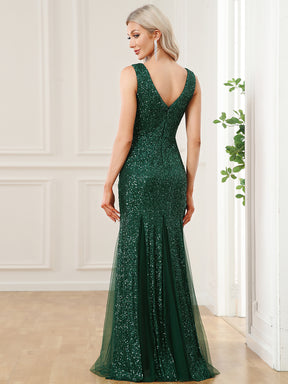 Robe de soirée à sequins à ourlet asymétrique moulante sans manches