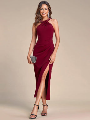 Robe de soirée à sequins plissés sans manches à col licou