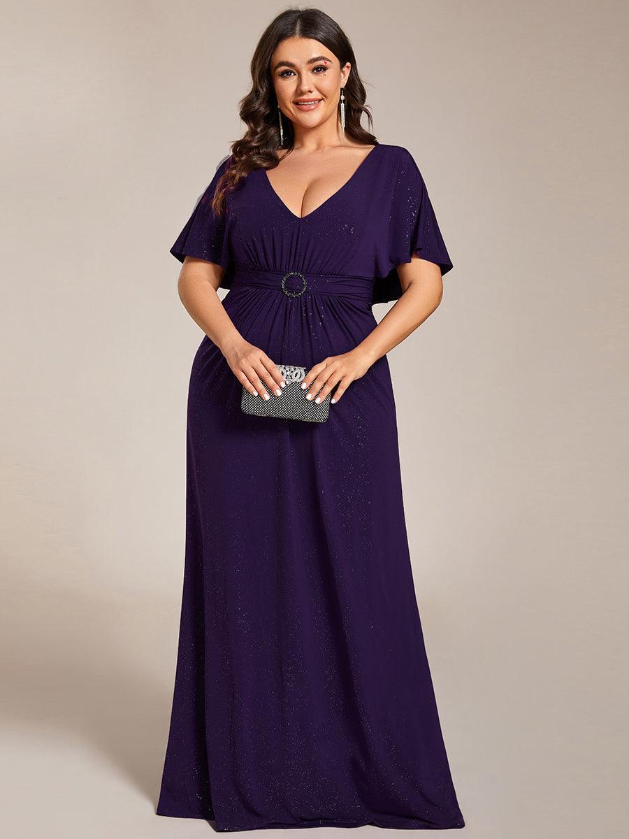 Robe de soirée sirène curvy à manches chauve-souris brillantes #Couleur_Violet Fonce