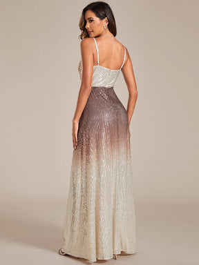 Robe de soirée à encolure en V Bretelles fines à sequins dégradés