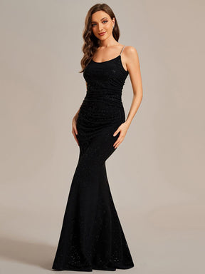 Robe de soirée moulante à paillettes scintillantes bretelles spaghetti dos ouvert