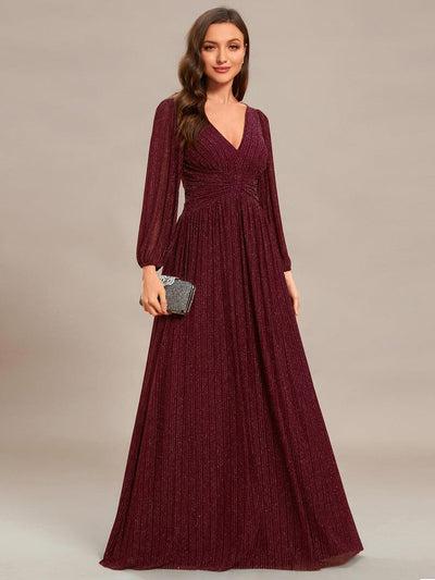 ever BRYM|Robe trapèze à manches longues et taille haute, éblouissante