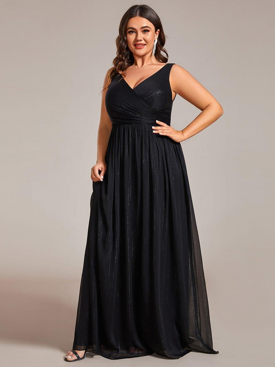 Robes de soirée sans manches à col en V avec paillettes délicates #Couleur_Noir