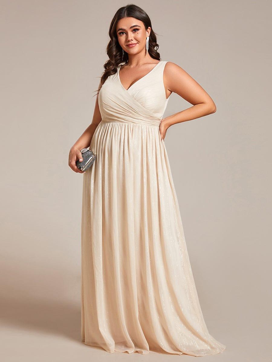 Robes de soirée sans manches à col en V de grande taille avec des paillettes délicates #Couleur_Charbon