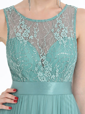Robe de soirée Chérie sans manches en dentelle satin taille A-ligne en tulle