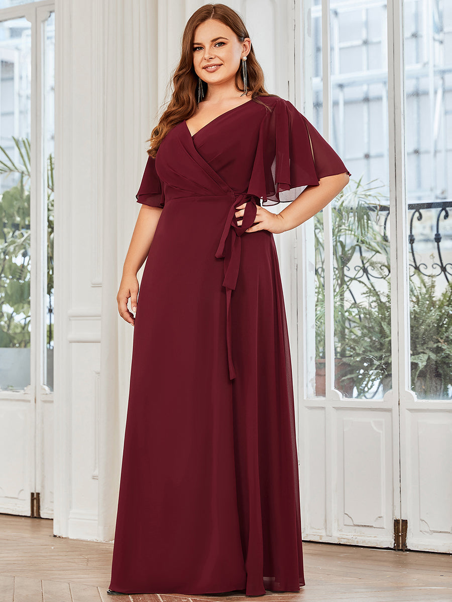 Robe de soirée Grande taille Mousseline Taille haute