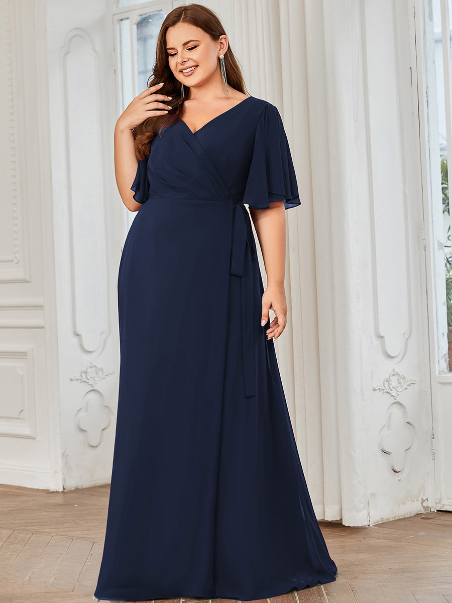 Robe de soirée Grande taille Mousseline Taille haute