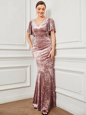 Robe de soirée moulante Sirène à manches courtes en velours