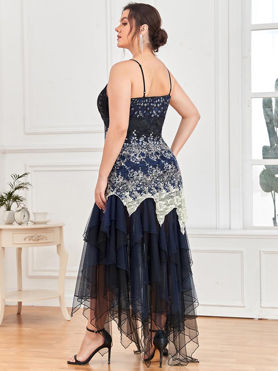 Robe de Bal à Col en V et Ourlet Irrégulier pour Cocktail #Couleur_Bleu Marine
