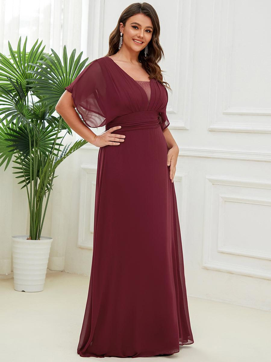 Robe de Soirée Longue Grande Taille en Mousseline à Taille Empire