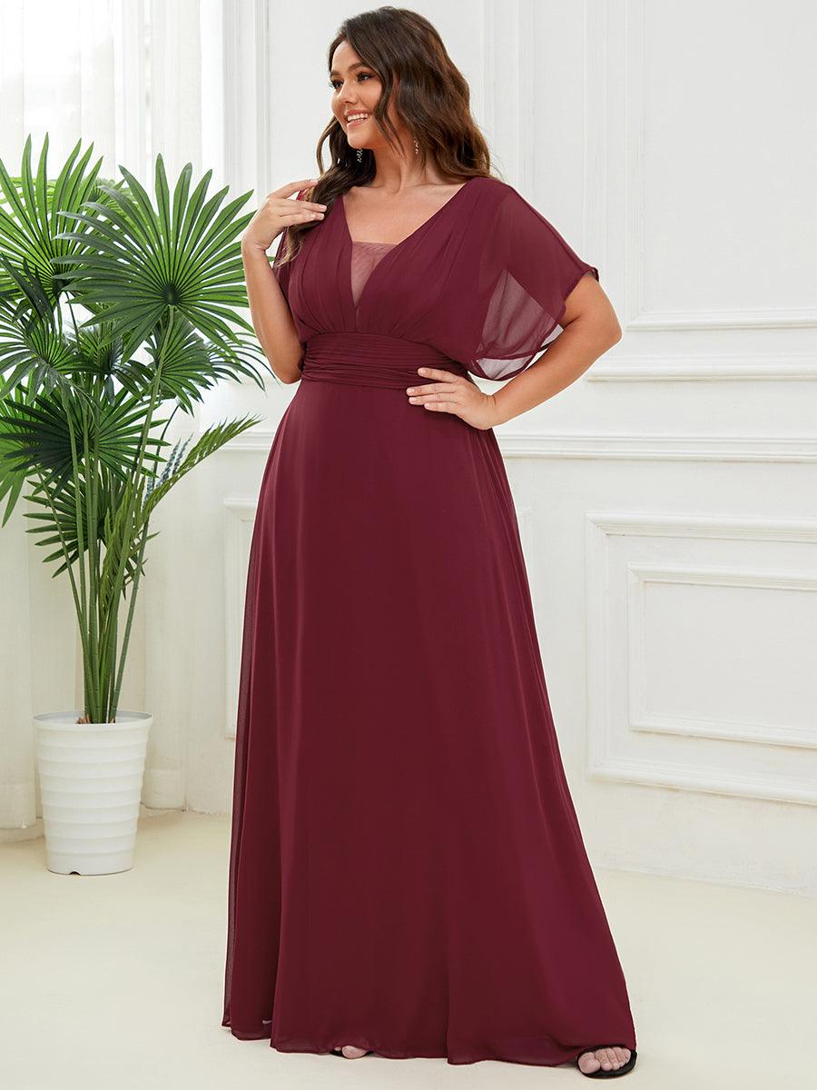 Robe de Soirée Longue Grande Taille en Mousseline à Taille Empire