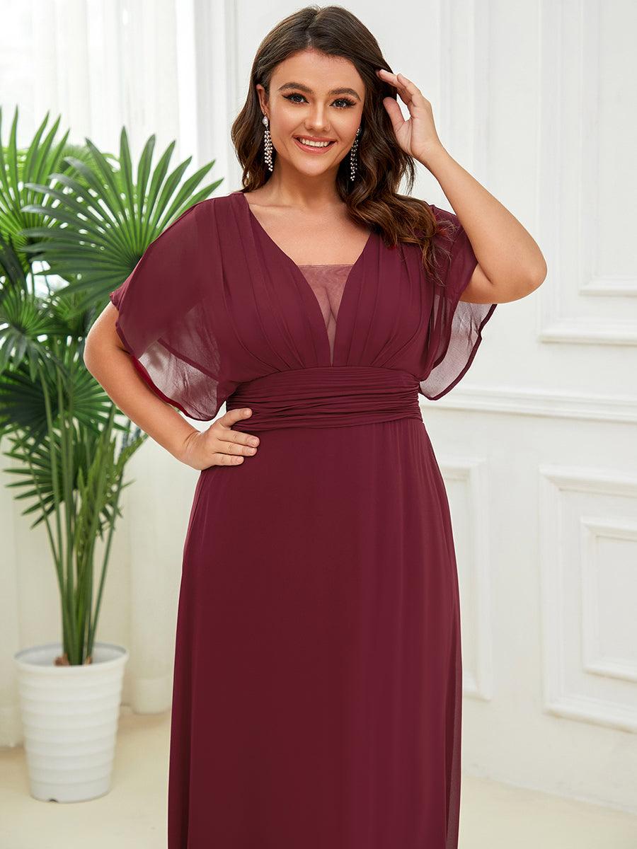 Robe de Soirée Longue Grande Taille en Mousseline à Taille Empire