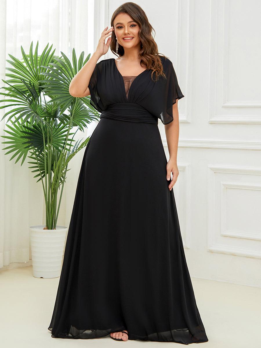 Robe de Soirée Longue Grande Taille en Mousseline à Taille Empire