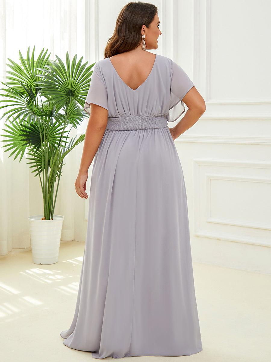 Robe de Soirée Longue Grande Taille en Mousseline à Taille Empire