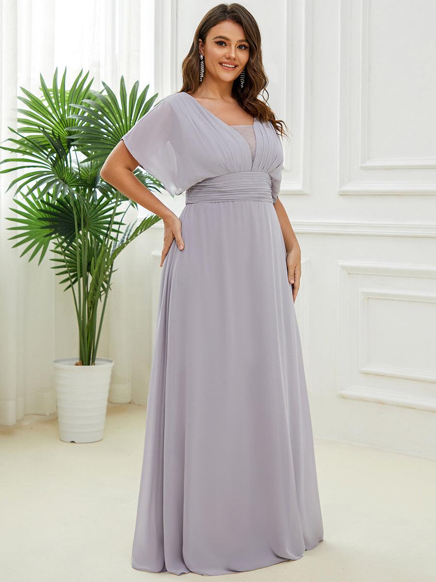 Robe de Soirée Longue Grande Taille en Mousseline à Taille Empire