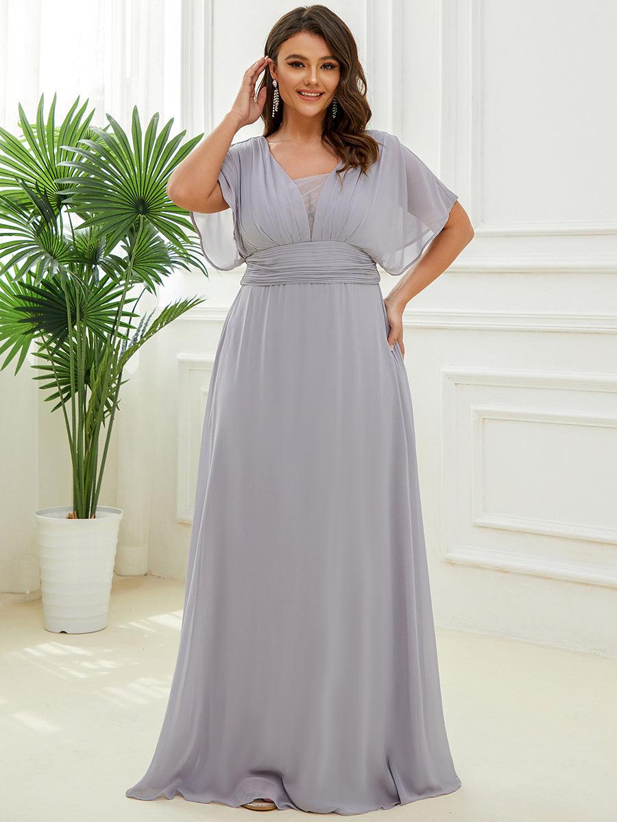 Robe de Soirée Longue Grande Taille en Mousseline à Taille Empire