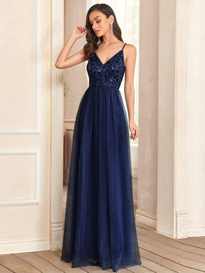 Taille personnalisée Robe de soirée Tulle Col V bretelles fines