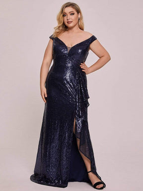 Robe de soirée fendue à volants et à sequins