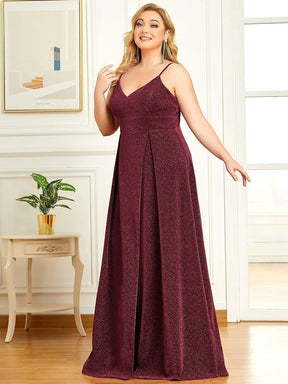 Robe de Soirée Maxi à Bretelles Spaghetti Vintage à Col en V et à Paillettes de Grande Taille