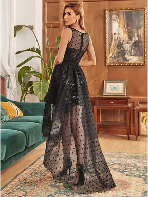 Robe de soirée sans manches à pois