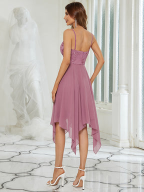 Robe de soirée à ourlet asymétrique à sequins floraux chérie