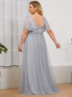 Robe de soirée à manches flottantes et à col en V de grande taille