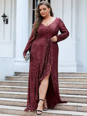 Robe de soirée à manches longues et à sequins