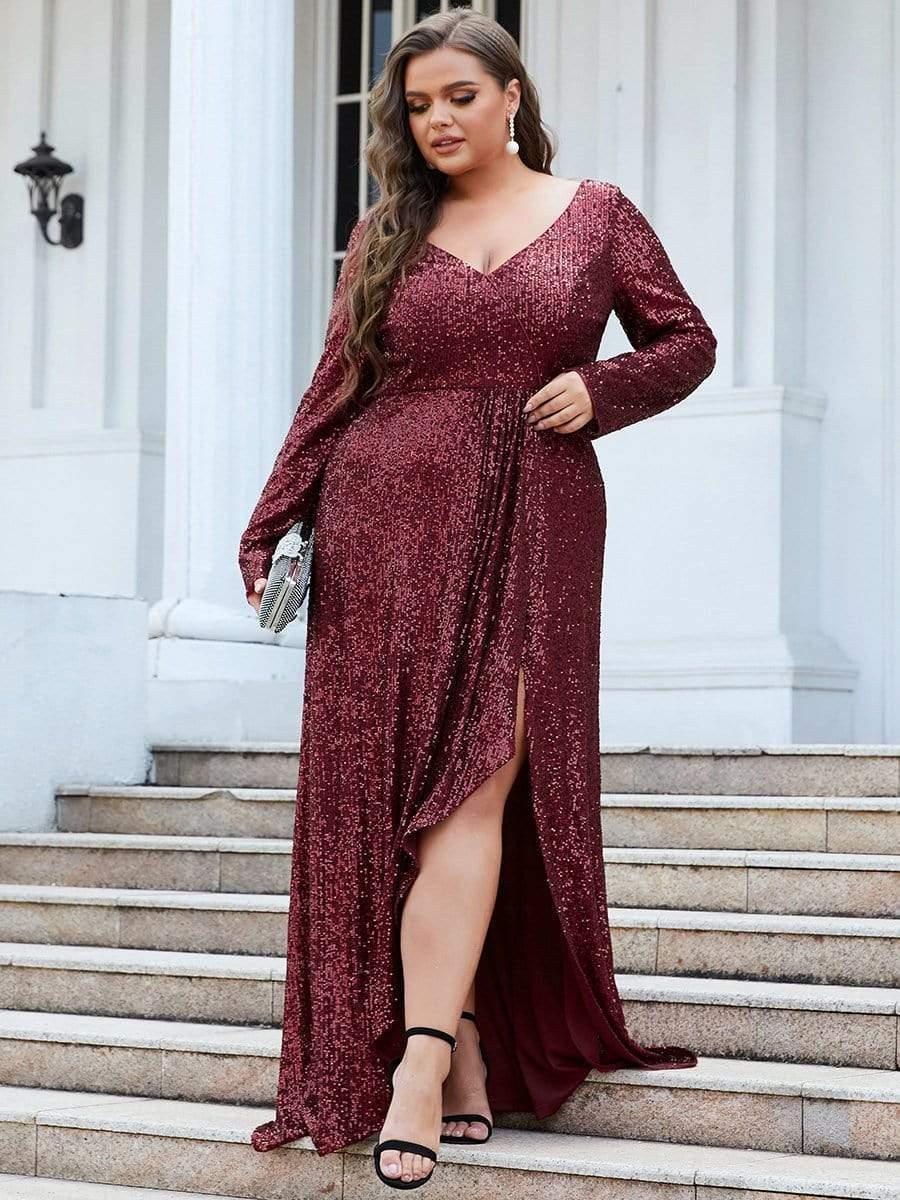 Robe de soirée à manches longues et à sequins