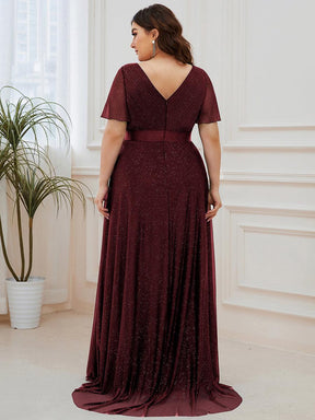 Robe de soirée grande taille manches courtes et col en V