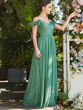 Robe de soirée brillante à col en V et à épaules dénudées