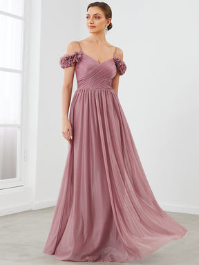 Robe de soirée brillante à col en V et à épaules dénudées