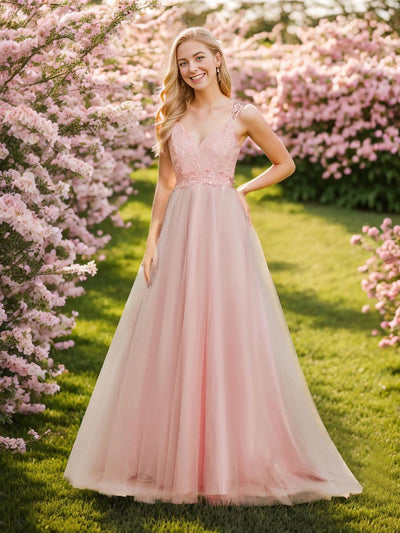 Robe De Mariée Trapèze à Double Col En V Et Corsage En Dentelle