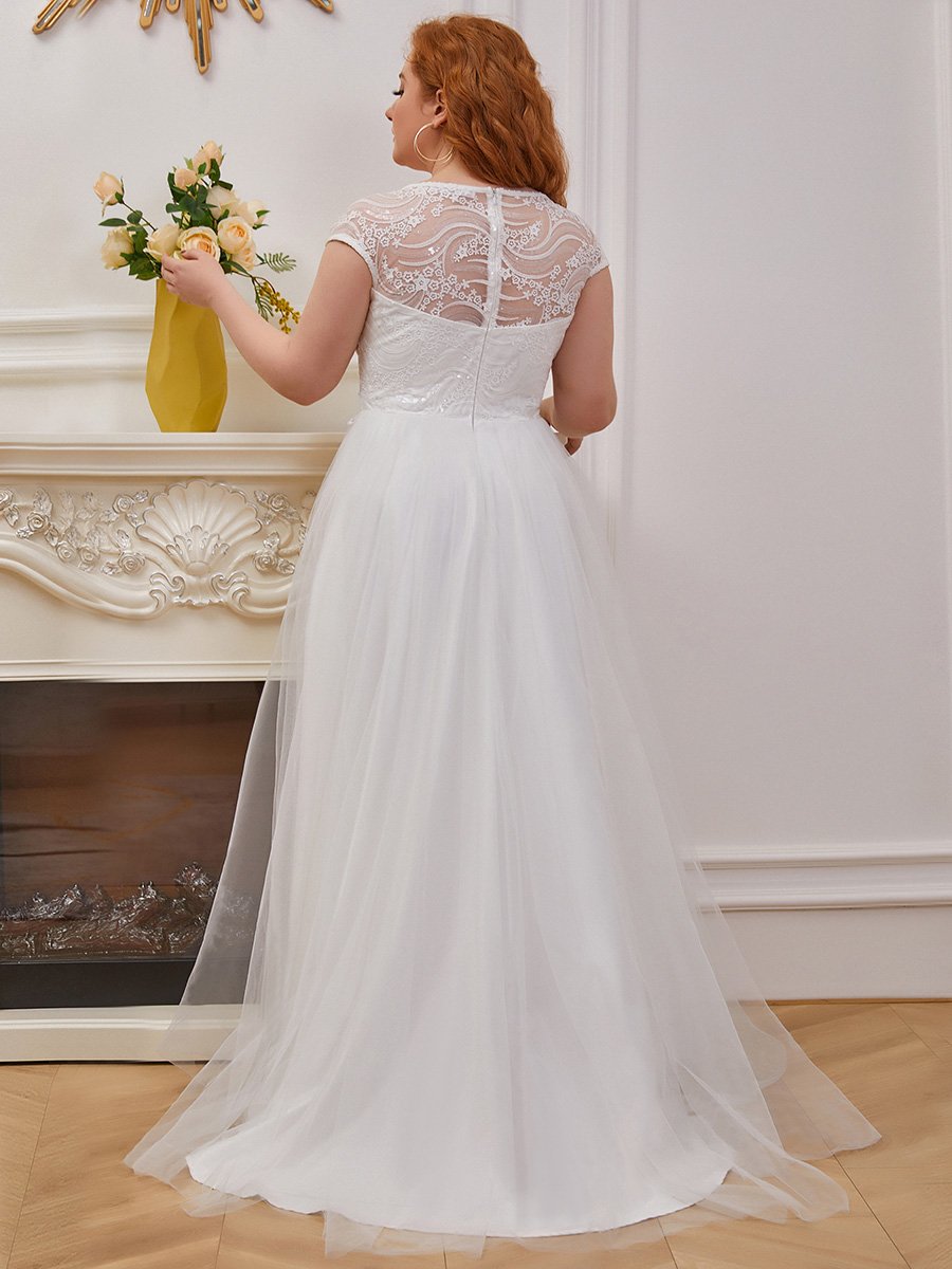 Élégante robe de mariée à col en V avec manches couvrantes Robes de mariée #Couleur_Creme