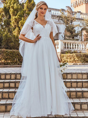 Taille personnalisée élégante robe de mariée à col en V avec manches couvrantes Robes de mariée