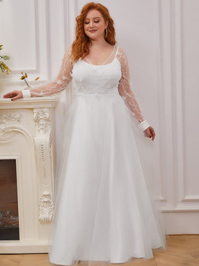 Robe de mariée trapèze en tulle grande taille à manches longues