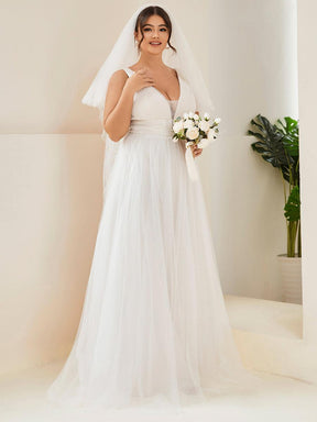 Robe de mariée longue sans manches V profond Grande taille