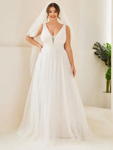 Robe de mariée longue sans manches V profond Grande taille #Couleur_Ivory