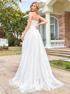 Robe de mariée en tulle en dentelle avec bretelles et ceinture à sequins