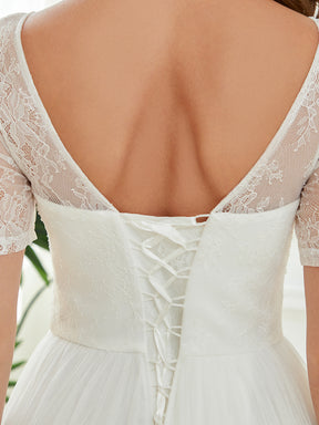 Robe de mariée A-ligne à lacets et corset à manches courtes