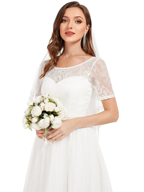 Robe de mariée A-ligne à lacets et corset à manches courtes