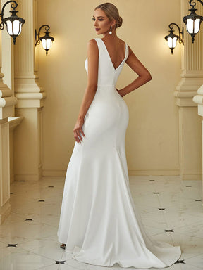 Robe de mariée moulante sirène à col haut et dos nu