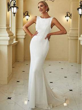 Robe de mariée moulante sirène à col haut et dos nu