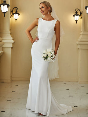Robe de mariée moulante sirène à col haut et dos nu