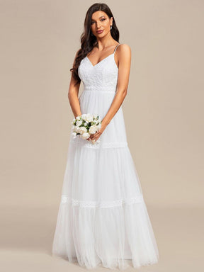 Robe de Mariée Romantique Dentelle Broderie Trapèze Tulle
