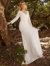 Robe de mariée sirène en mousseline de soie manches longues bord de cils moulante#Couleur_Blanc