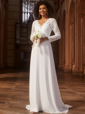 Robe de mariée sirène en mousseline de soie manches longues bord de cils moulante