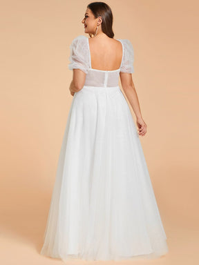 Robe de mariée trapèze à manches courtes de grande taille avec chérie