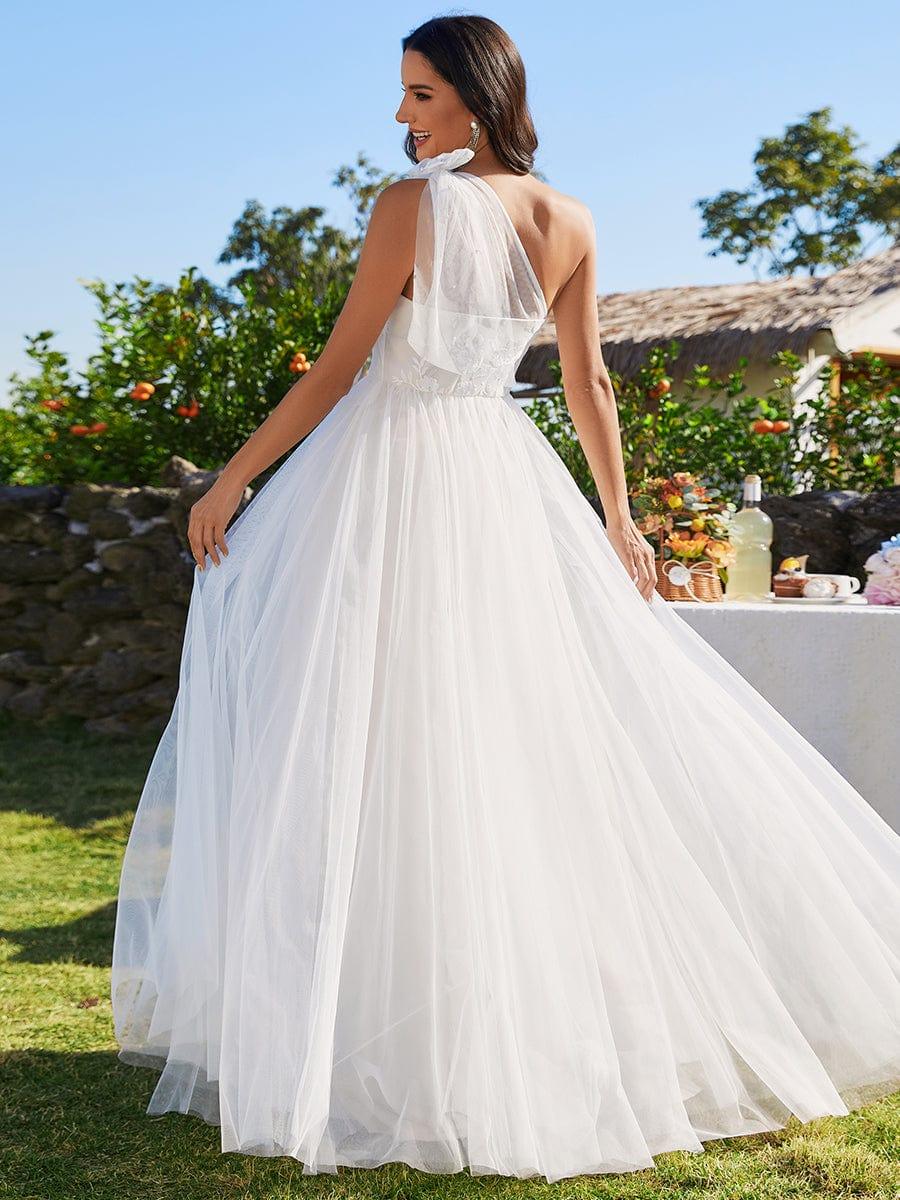 Robes de mariée en tulle à une épaule avec appliques #Couleur_Ivory